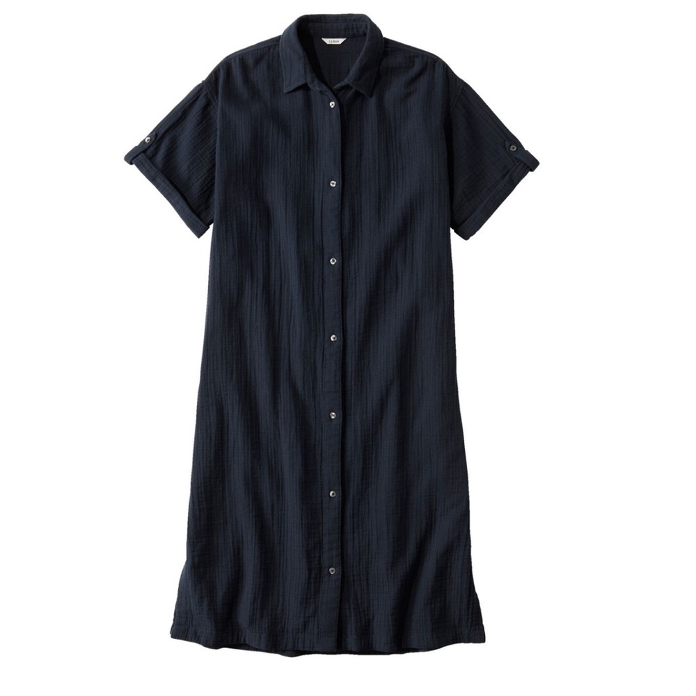 LL Bean Gauze Midi Dress Cover-Up MD Black